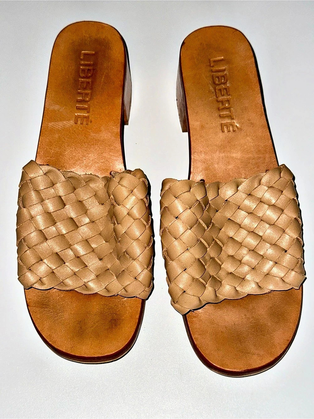 LIBERTE Santorini Woven Mule Woven Block Heel Mules in Brown size 8